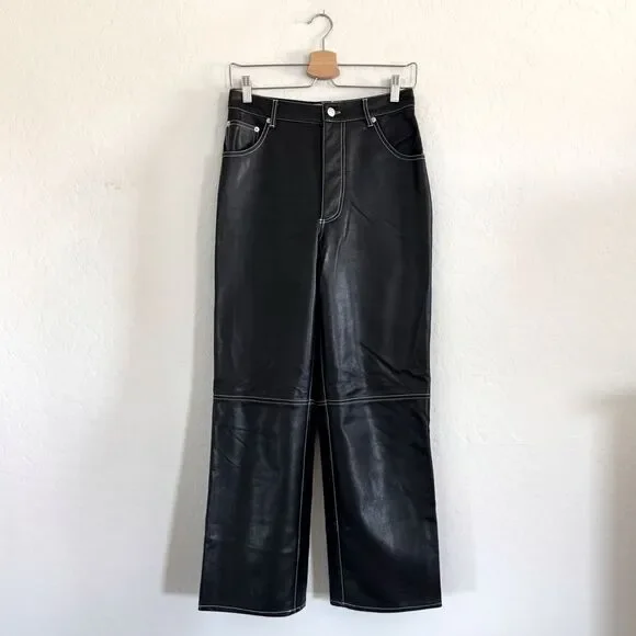 Free People The It Factor Black Vegan Leather Pants Size 4 - Picture 6 of 13